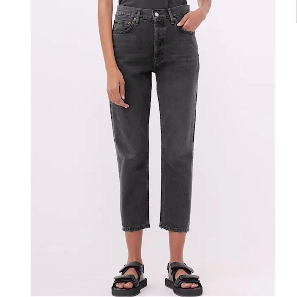 AGOLDE Jeans Riley 11” High Rise Straight Crop Vintage Stone Wash